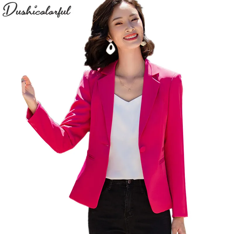 Женский блейзер синего цвета модная офисная одежда с карманами Блейзер пальто
