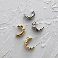 u magical minimalist c shape semi circle twist hoop earrings for women gold silver color twisted metallic earrings jewellery