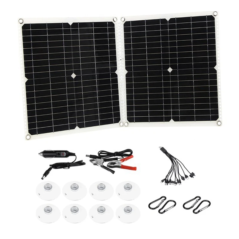 

50W Portable Folding Solar Panel Monocrystalline Solar Panel Kit Dual USB Output 18V Battery Charger