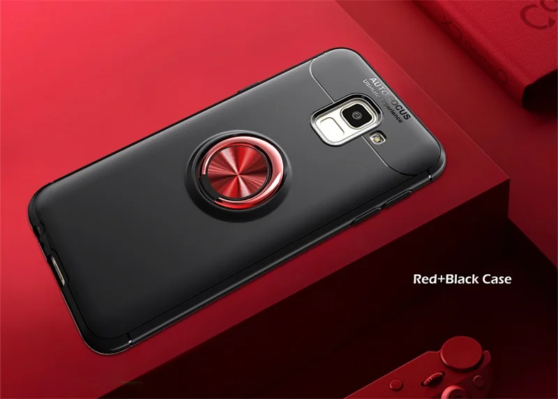 Чехол J6 для samsung Galaxy J6 Prime чехол Роскошный противоударный бампер Защита для samsung J6 Plus задняя оболочка - Цвет: Red Black