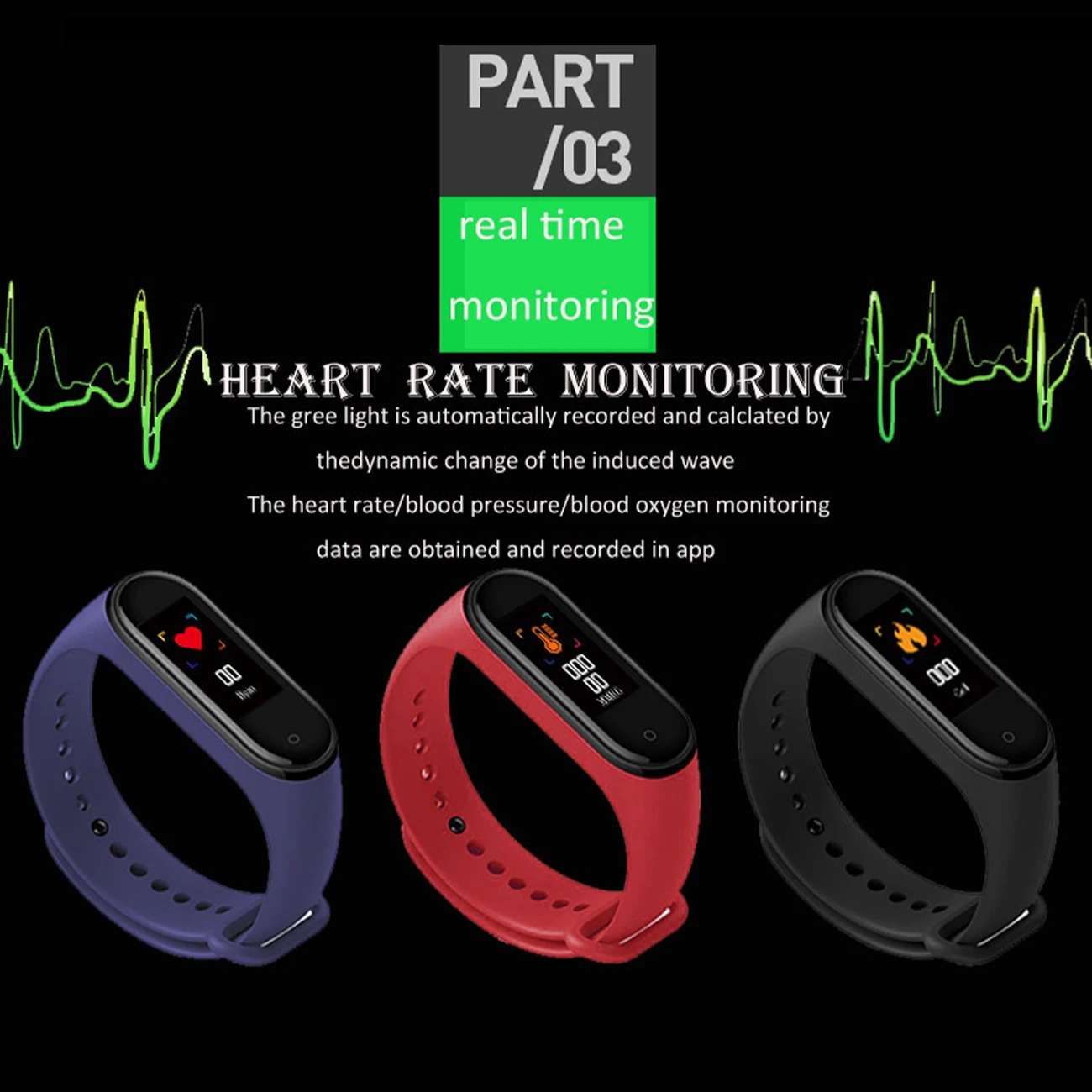 

M4 Smart Band IP67 Waterproof Sports Bracelet Pedometer Heart Rate Blood Pressure Bluetooth Health Tracking Device