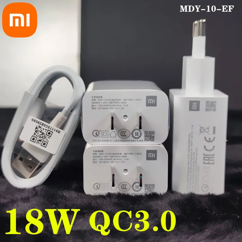

Xiaomi mi6 Fast Charger 18W QC3.0 Power Adapter USB Type C Cable For Mi 9se 8 lite se 6 9T A1 A2 Redmi Note 7 8 9s K20 k30 Pro