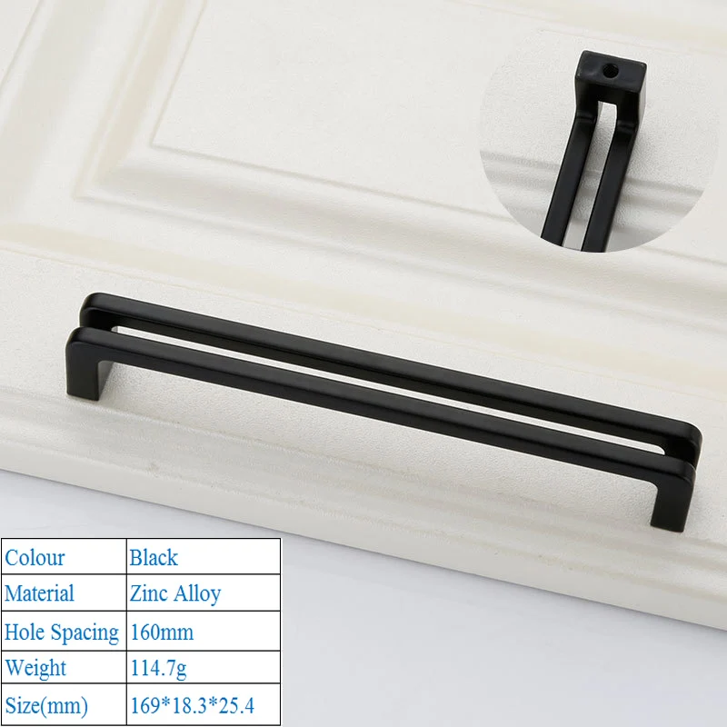 Black 6190-160mm Ручка для двери сарая из цинкового сплава, декоративная мебель, деревянные дверные ручки, черные ручки для дверных ящиков, ручки для межкомнатных дверей, фурнитура - Цвет: Black 6190-160mm