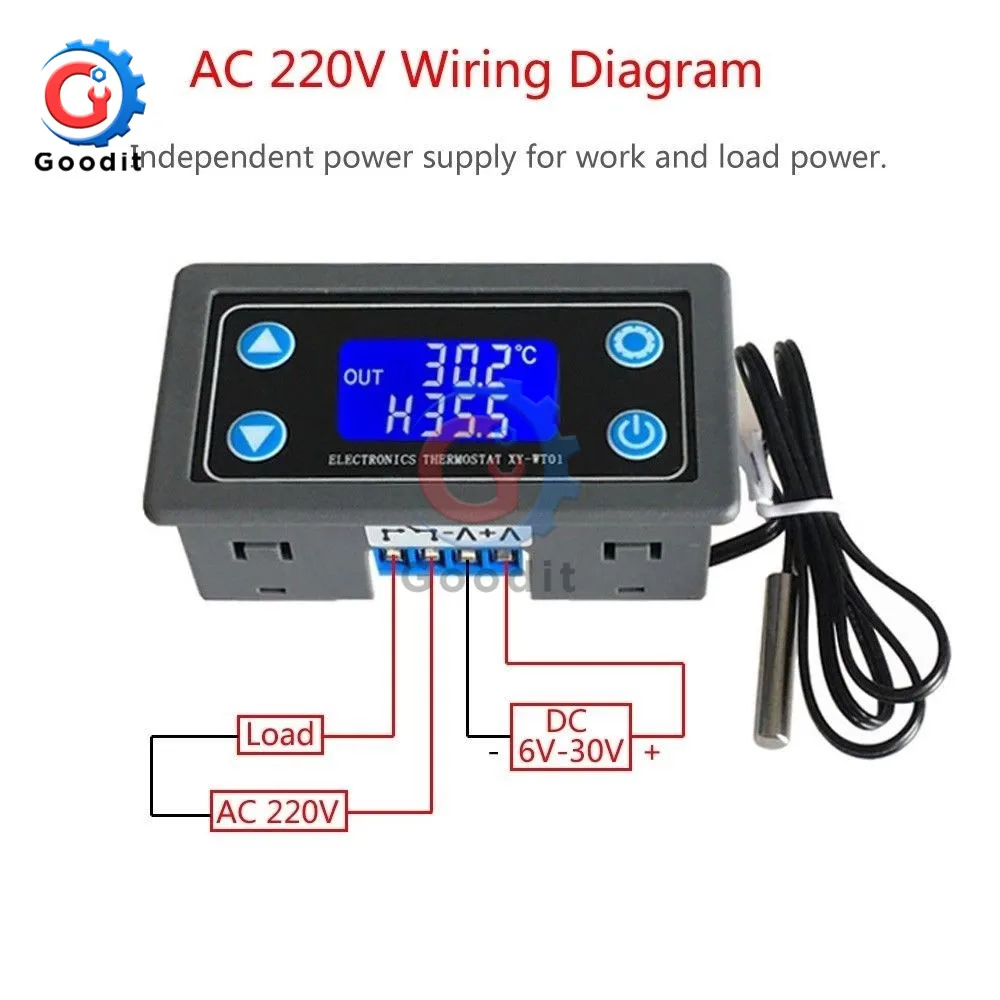 DC 12V 24V lcd термометр с цифровым дисплеем регулятор регулятора термопары Датчик Термостата модуль управления термометром 10A