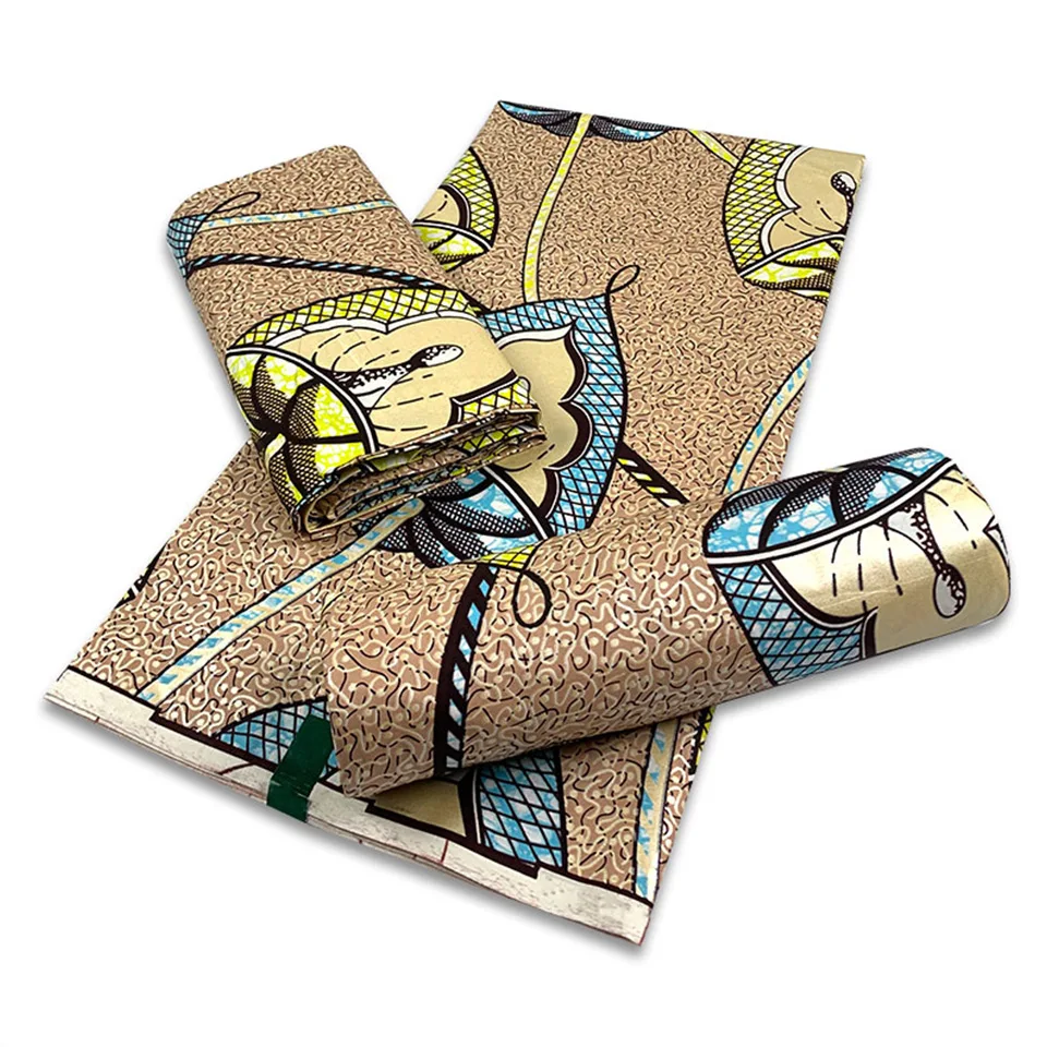 

Горячая Распродажа бронзовая анкарская ткань африканский восковой принт Золотой печати хлопчатобумажная ткань Гана нигерийский батик вос...