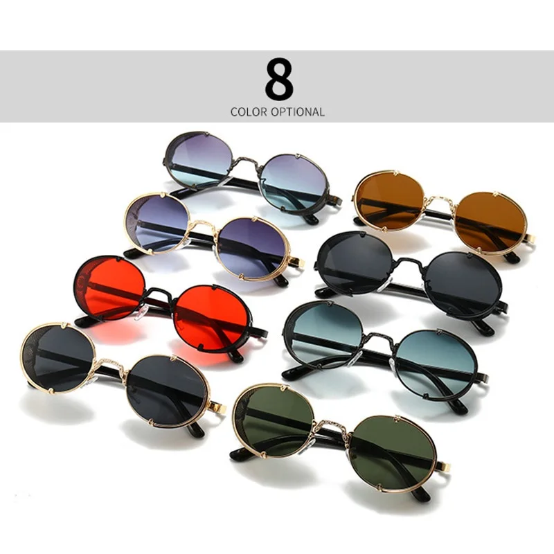 

Brand Design Alloy Oval Sunglasses Women Men Steampunk Shades Gothic Round Sun Glasses Male Female Oculos Eyewear UV400