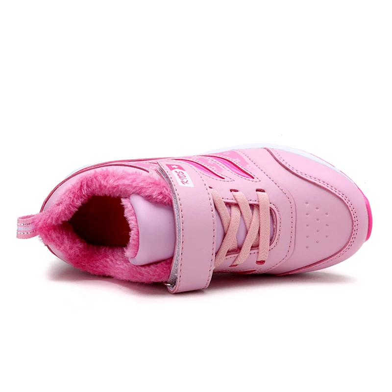 

Winter Kids Running Shoes Girls Pink Black Kids Designer Shoes Soft Bottom Girl Sneakers With Fur Children Girls Running Shoes