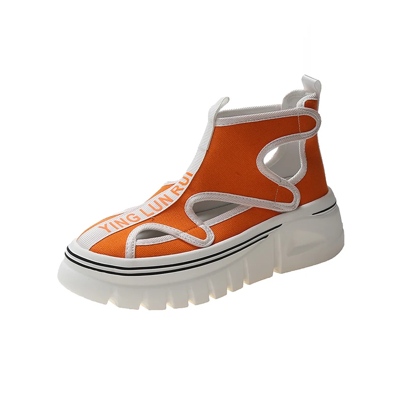 

Women's Sandals Summer Female Hollow Breathable Casual Beach Shoes Ladies Velcro Platform Thick Sole Roman Sandals