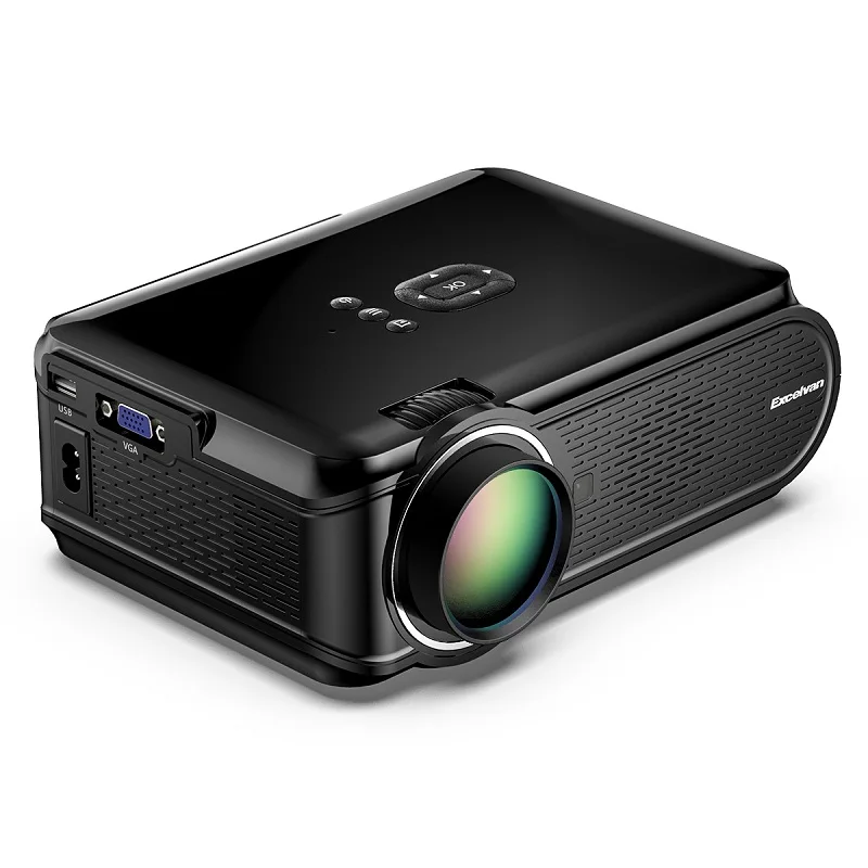 Excelvan EHD02 1800 люмен макс 1080P проектор 130 дюймов Мультимедийный портативный ЖК-проектор домашний развлекательный со стереодинамиком - Цвет: Black UK PLUG