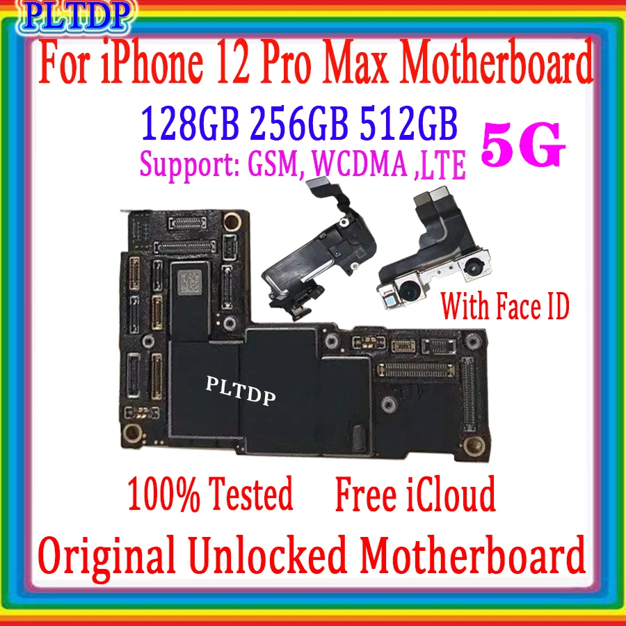 

Good Tested Free iCloud MB for iPhone 12 PRO MAX Motherboard Support Gsm Wcdma Lte 4G Network 5G Unlocked Logic Board Full Chips