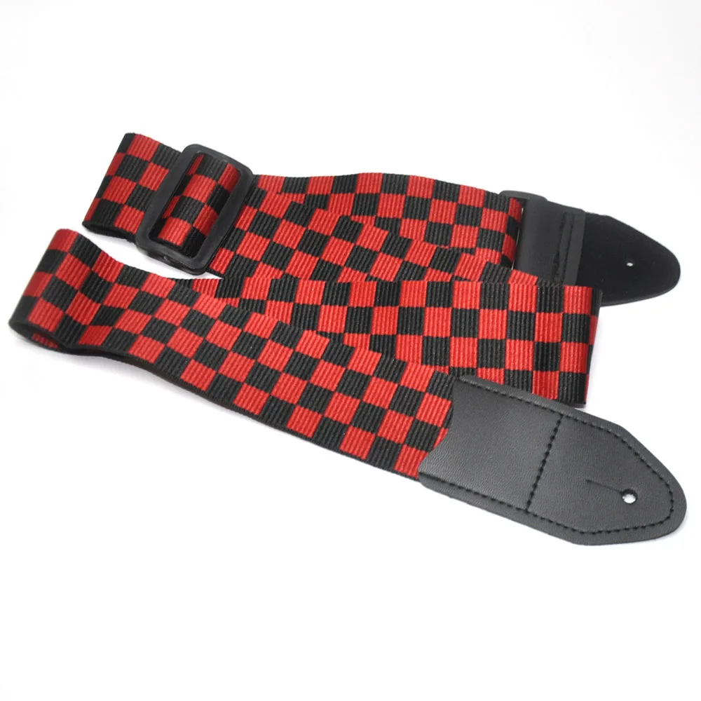 5 см в ширину красная черная гитара Бас ремень клетчатый квадратный хлопок с