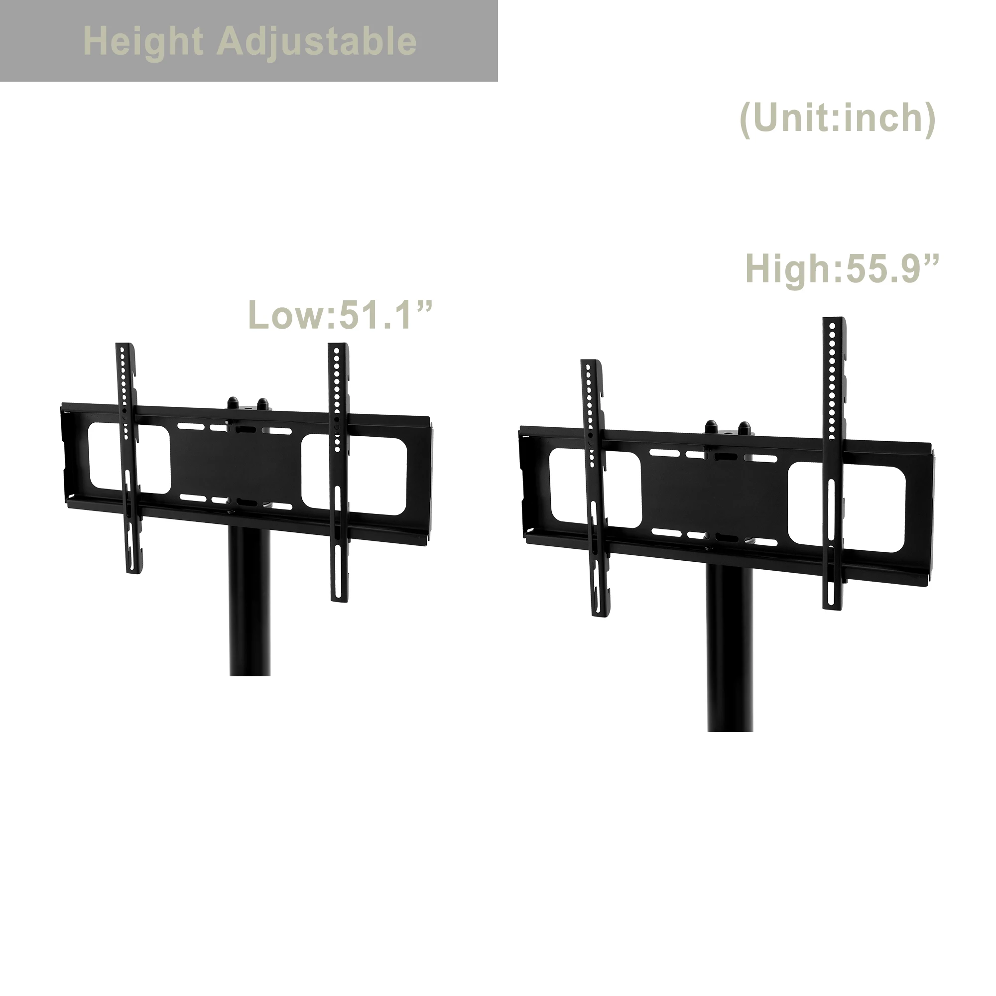 

Adjustable Floor Monitor TV Stand Height Angle Metal Frame Monitor Mount Holder Rack Base with 4 Tier Tempered Glass Shelves