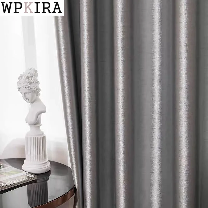 

Nordic Modern Curtain for Living Room Sliver Grey Cloth Heat Insulation Sun Block Window Curtain Bedroom Drape Shade S631#C