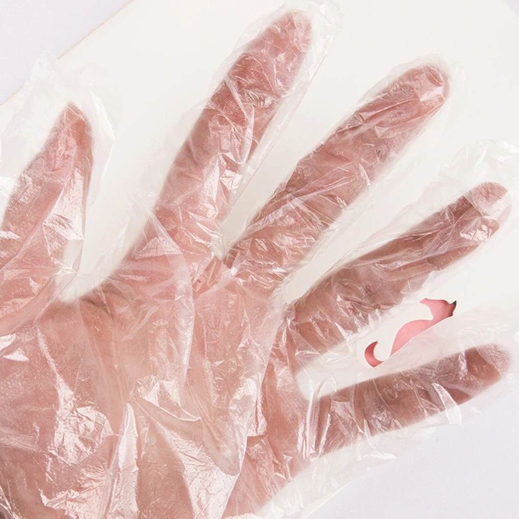 

100pcs Disposable Gloves PE Garden BBQ Plastic Gloves Multifuction Restaurant Kitchen Accessories