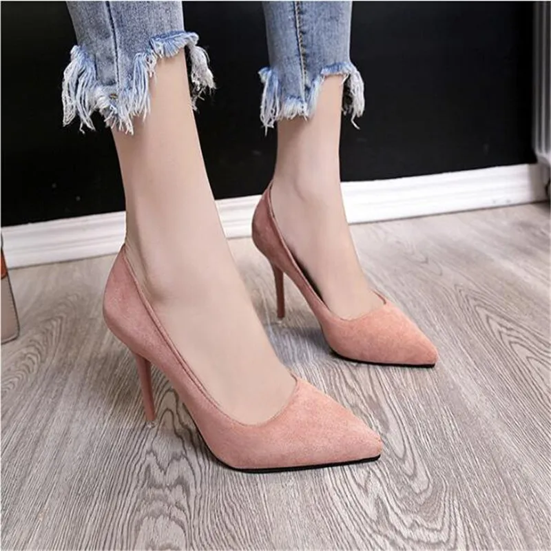 

Shoes Woman Super High Heels Pumps Nude 10cm Thin Heels Wedding Shoes Party Ladies Shoes US Large Size 42 Classic Pumps