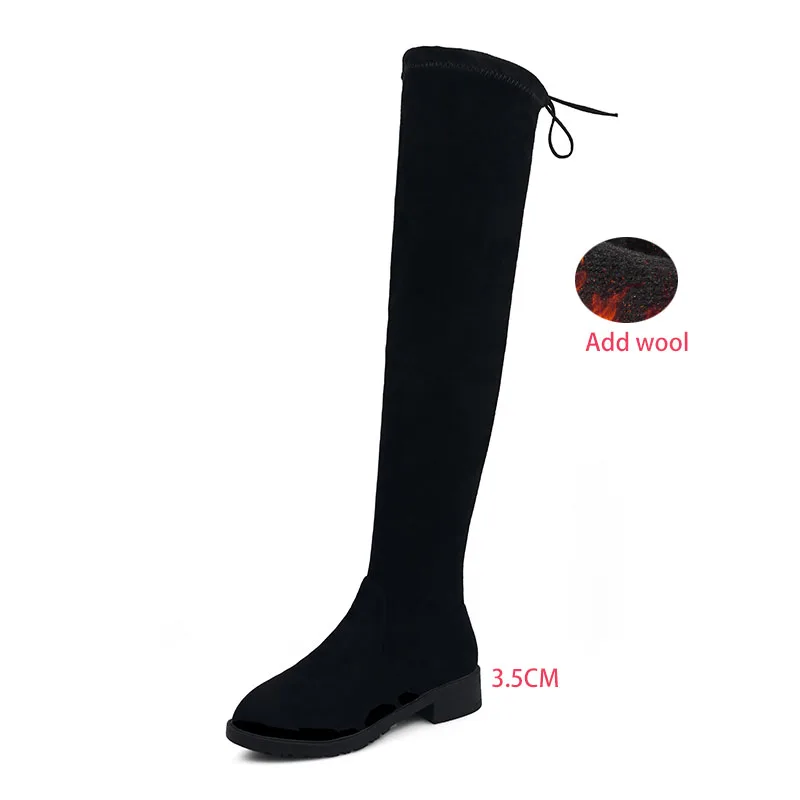 Add wool 3.5CM KNCOKAR осенние и зимние Новые круглый носок из Новинка Круглый Носок является Толстые со Обувь на высоком каблуке и сапоги до колена - Цвет: Add wool 3.5CM