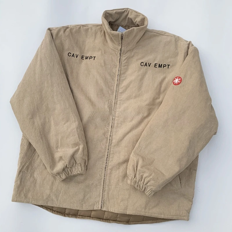 

CAVEMPT C.E Corduroy Coat Men Women Vintage Quilted Loose Embroidered Coat C.E Couple Casual Top