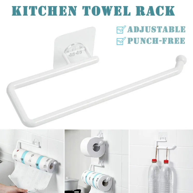 

Kitchen Paper Roll Holder Towel Hanger Rack Toilet Paper Holders Bathroom Organizer Shelf Bar Cabinet Rag Hanging Holder