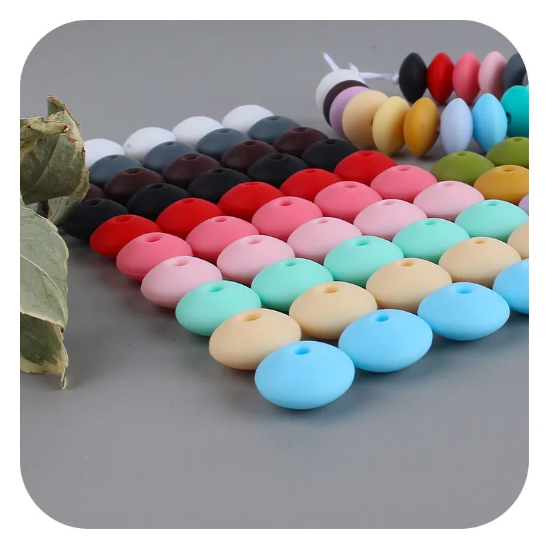 

XCQGH 100Pcs 12mm BPA Free Silicone Abacus Beads Pacifier Chain Holder For Nipples DIY Chew Teething Necklace