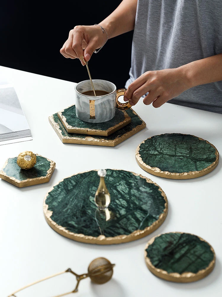 

Ins Wind Natural Мраморная Подставка для стаканов подставка домашнее украшение стола креативная изоляционная подставка Пномпень Настольный ковр...