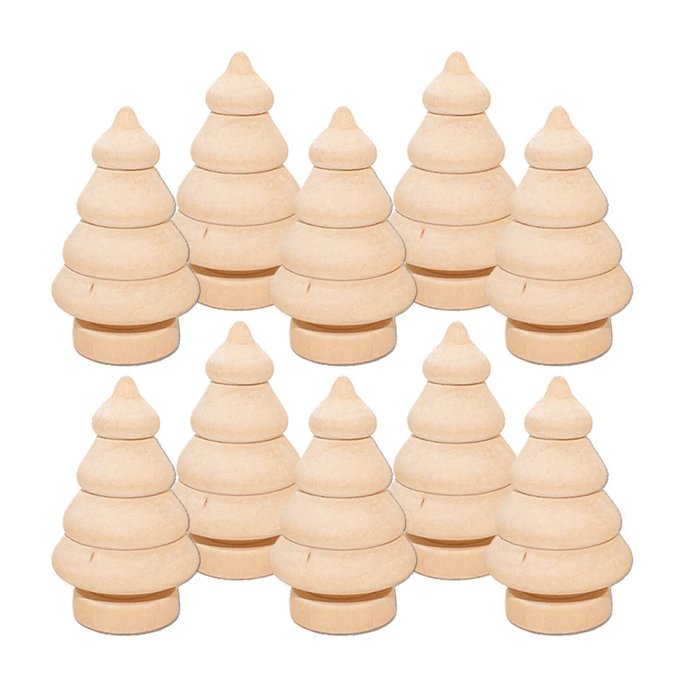 

10pcs DIY Unfinished Wooden Christmas Wood Ornaments Hanging Embellishments Crafts for Christmas Holiday Decoration Present