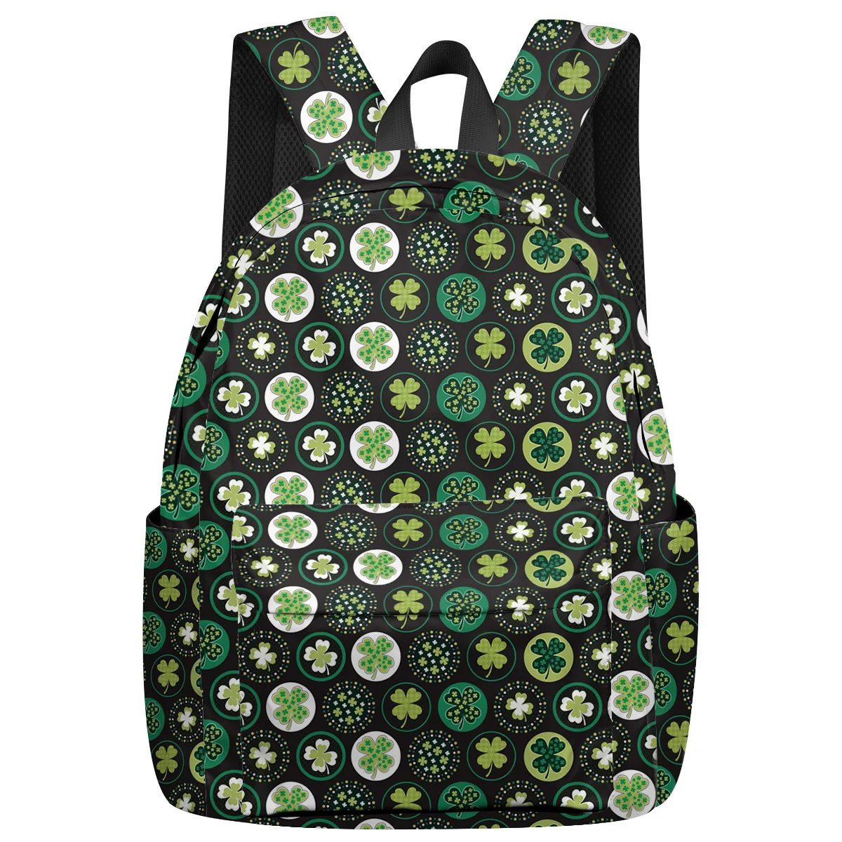 Зеленый Рюкзак с изображением клевера черный рюкзак для подростков дорожные
