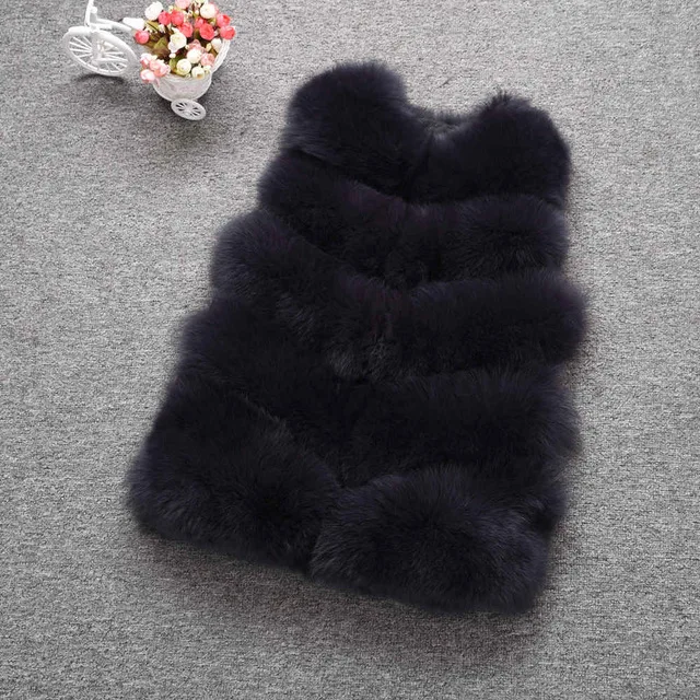 Dark Grey JKKFURS Новое поступление натуральный Лисий мех жилет женский Зимний натуральный мягкий натуральный мех длинный жилет модное пальто 5 рядов жилет S1571 - Цвет: Dark Grey