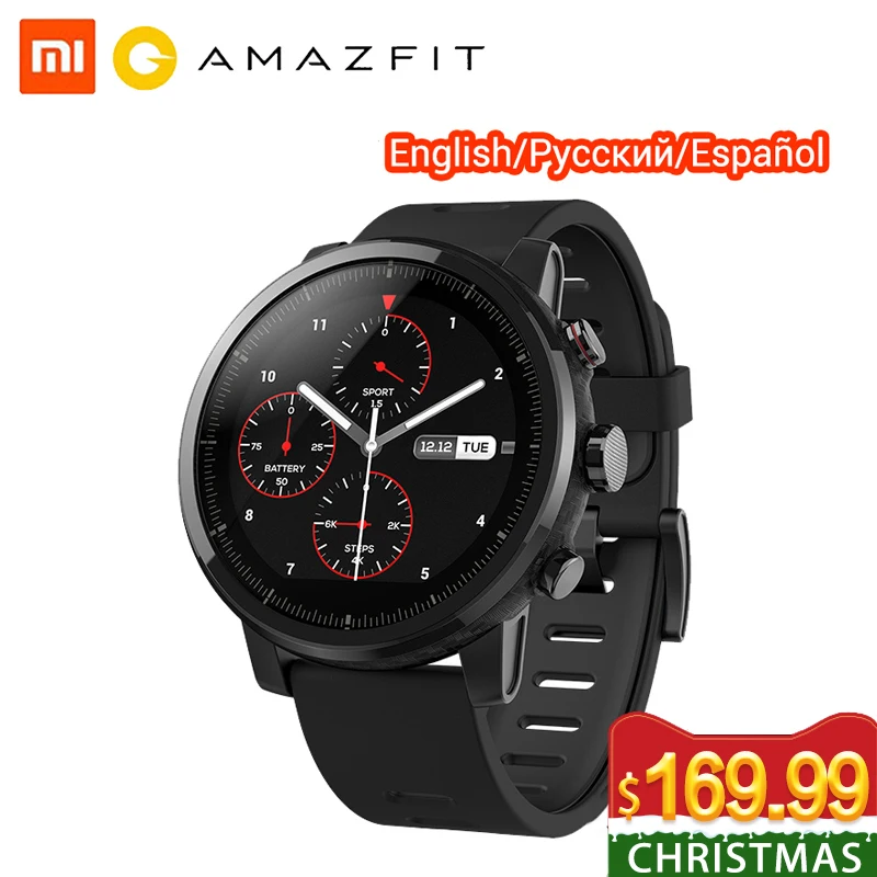 Оригинальные Huami Amazfit Stratos 2 умные часы gps сердечный ритм SmartWatch 5ATM Waterpoof VO2max Триатлон Strava Xiaomi умные часы
