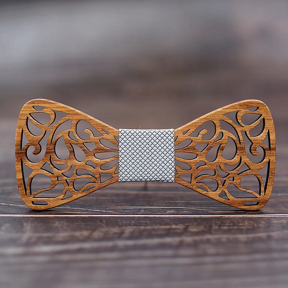 

Sitonjwly Vintage Wood Bowties Sets for Mens Suits Wooden Bow Ties Handkerchief Set Handmade Noeud Paperon Necktie Cravat