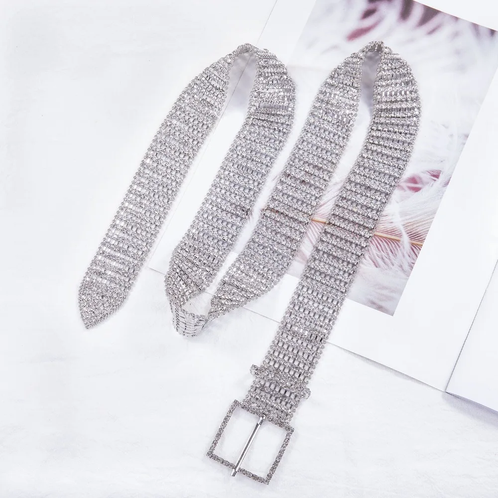 Роскошные женские Стразы пояс Женский яркий невесты широкий bling Кристалл Алмаз талия длинная цепь пояс Стразы пояс с жемчугом