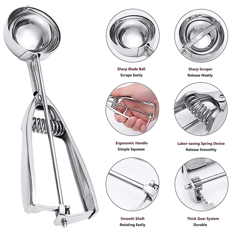 

Набор совок для мороженого HGHO, совок для печенья из нержавеющей стали, совок для мороженого с спусковым механизмом, совок для печенья для вы...