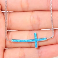 hot sell fashion simple blue cross pendant necklace womens wedding party necklaces best gifts