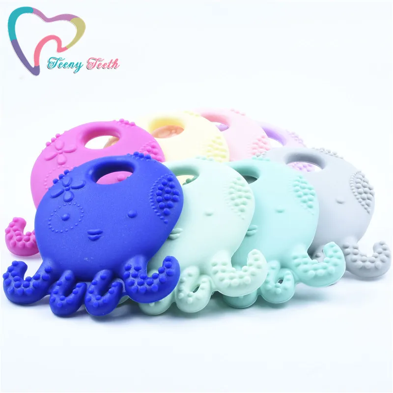 

Teeny Teeth 5 PCS Silicone Octopus Pendant Animal Teether Toy Teething Necklace Baby Chew Toy BPA Free Food Grade Silicone DIY