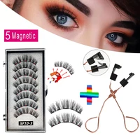 4 pairs 5 magnets 3d magnetic false eyelashes handmade artificial faux cils magnetic natural mink eyelashes with tweezers