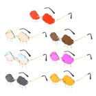 Шикарные солнцезащитные очки с бахромой без оправы UV400