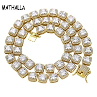 mathalla 10mm tennis chain necklace ice out square cubic zircon fashion hip hop accessories mens and womens jewelry as gifts