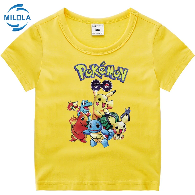 Футболки Takara Tomy с принтом покемон Пикачу хлопковые детские рубашки Мультяшные