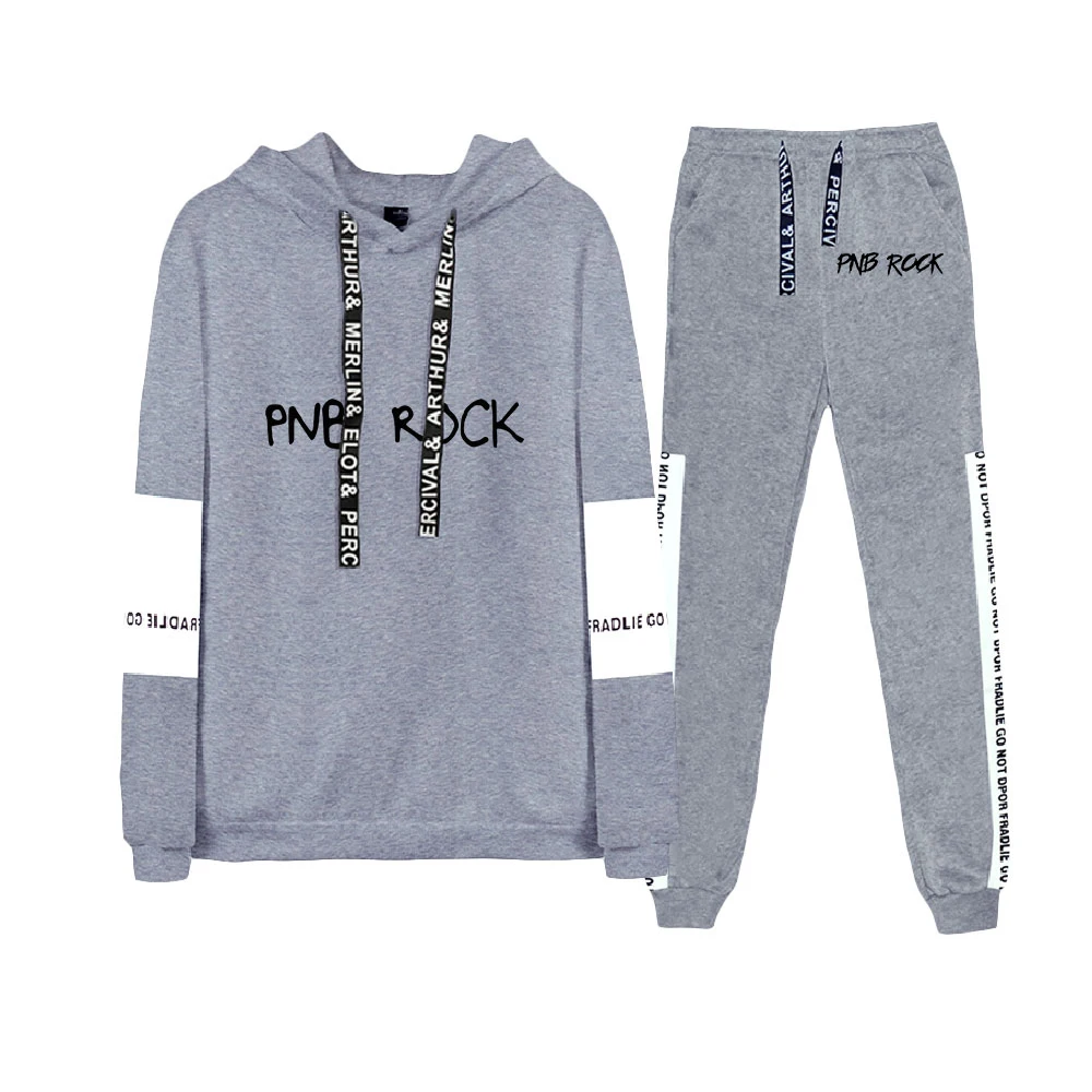 

WAWNI Pnb Rock Hoodie Unique 2 Piece Set Hip Hop Pullover Pants Hip Hop Clothes Men Womens Suit Fashion Sweatshirt Pants Sets