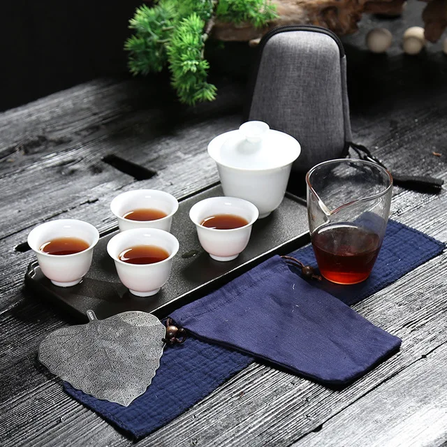 B 05 Фарфоровый сервиз Gaiwan чайные чашки Кружка Чайный чайник для чайной церемонии, китайский портативный чайный набор кунг-фу, керамическая дорожная чайная чашка с пакетом - Цвет: B 05
