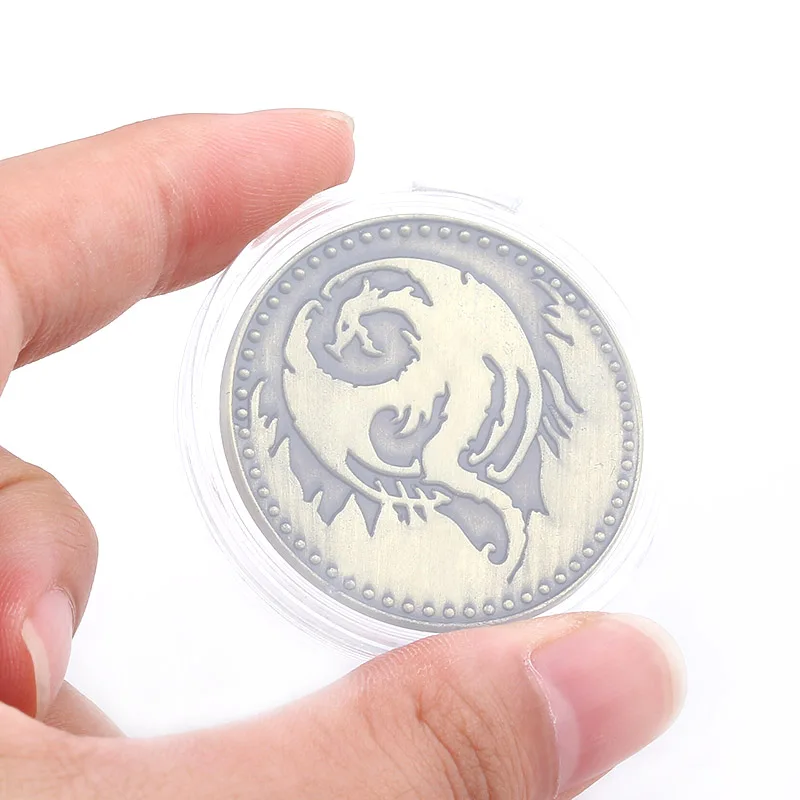 The Elder Scrolls Online Elsweyr Coin Keychain Drago Logo Ancient Bronze Key Chain for Women Men Fans Souvenir Jewelry Gift