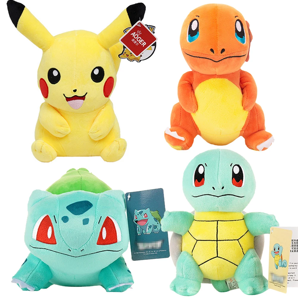 HQ Pokemon Plush Toy With Tag Charmander Squirtle Bulbasaur Eevee Pikachued Peluche Doll Anime Stuffed Toy Gift for Children