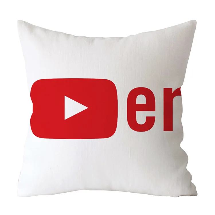 

New Youtuber Cushion Cover Hot Media APP Red White Polyester Pillow Covers Hot Modern Nordic Decorative Pillow Case for Sofa Car