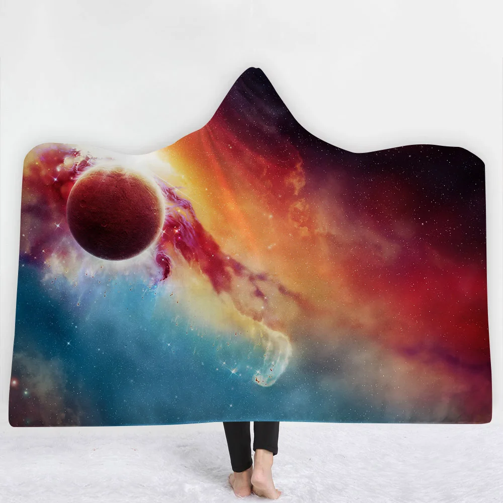 Одеяло с капюшоном Cosmic Galaxy, утепленный плащ из микрофибры, волшебная Сиеста, семейная одежда, одеяло для детей, Прямая поставка