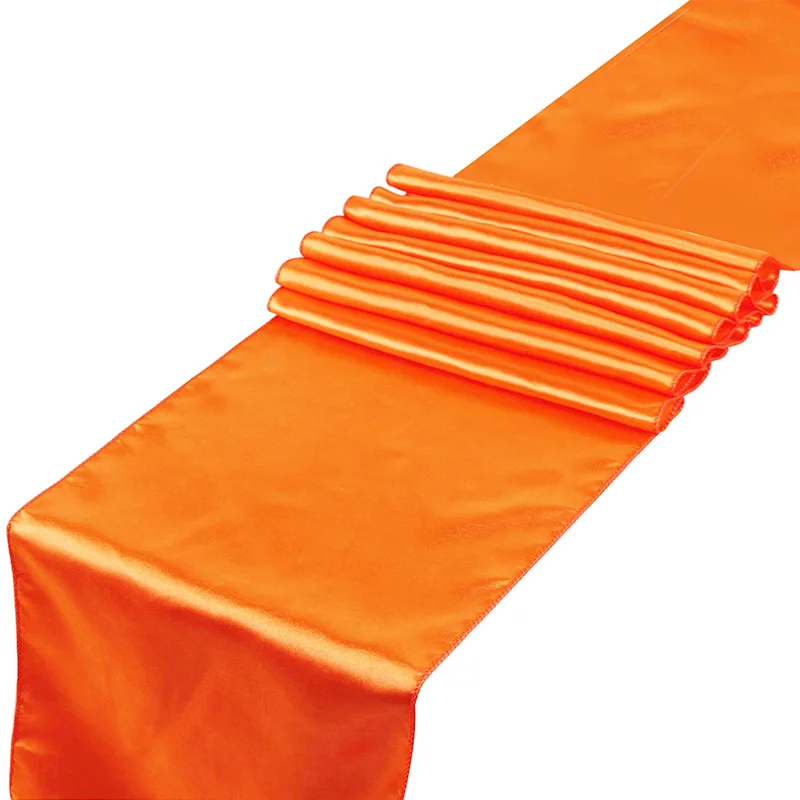 Coral Orange 25 шт. 30x275 см атласные настольные дорожки, украшение стола для дома, вечерние, свадебные подарки для мероприятий, Рождественское украшение, Банкетный Декор - Цвет: Coral Orange