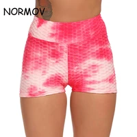 normov printed shorts women sexy push up fitness short legging high waist gym trunks running tights sportswear