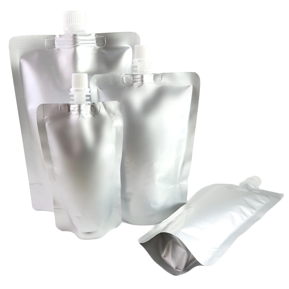 

Eco Metallic Juice Packaging Bags Stand Up Aluminum Mylar Spout Pouches 50pcs Outdoor Breast Milk Spout Storage Bags With Funnel