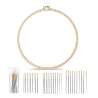 lmdz embroidery hoops embroidery frame adjustable bamboo circle cross stitch hoop ring with embroidery needle for craft sewing