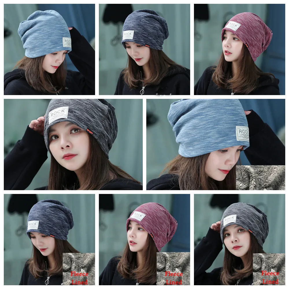 

Women Cotton Fleece Lined Slouch Baggy Beanie Hats Ski Wrap Winter Warm Cap New