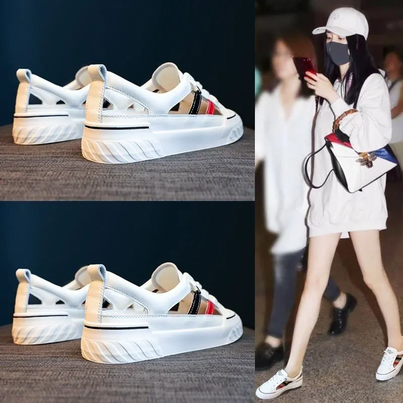 

Little White Shoes Female 2021 Spring and Summer New Korean Version of The Wild Sports Net Red Hollow Flat Shoes Women's Shoes