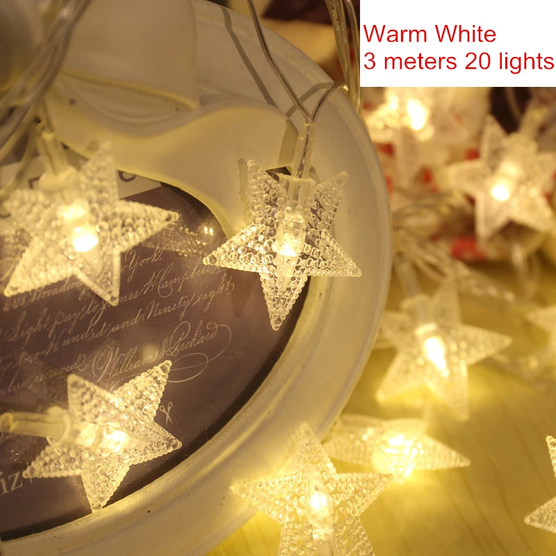 Warm Star 20LED Рождественские украшения 10 20 шаров, марокканский струнный светильник, Рождественский декоративный светильник s, Новогоднее украшение, Рождественский Navidad Noel, L - Цвет: Warm Star 20LED